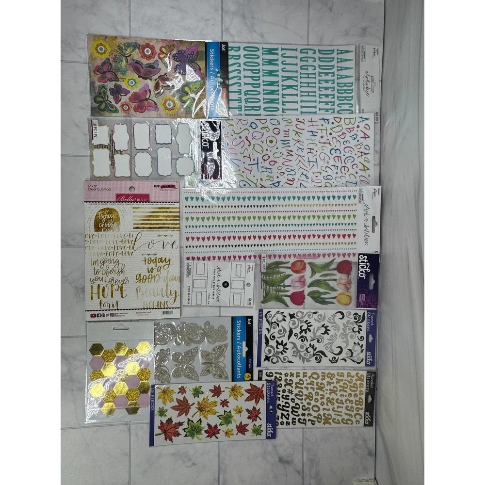 Scrapbook Sticker Lot Sticko Paper Studio Jot Butterfly Floral Alphabet New